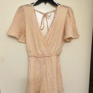 Striped Peach and White Romper
